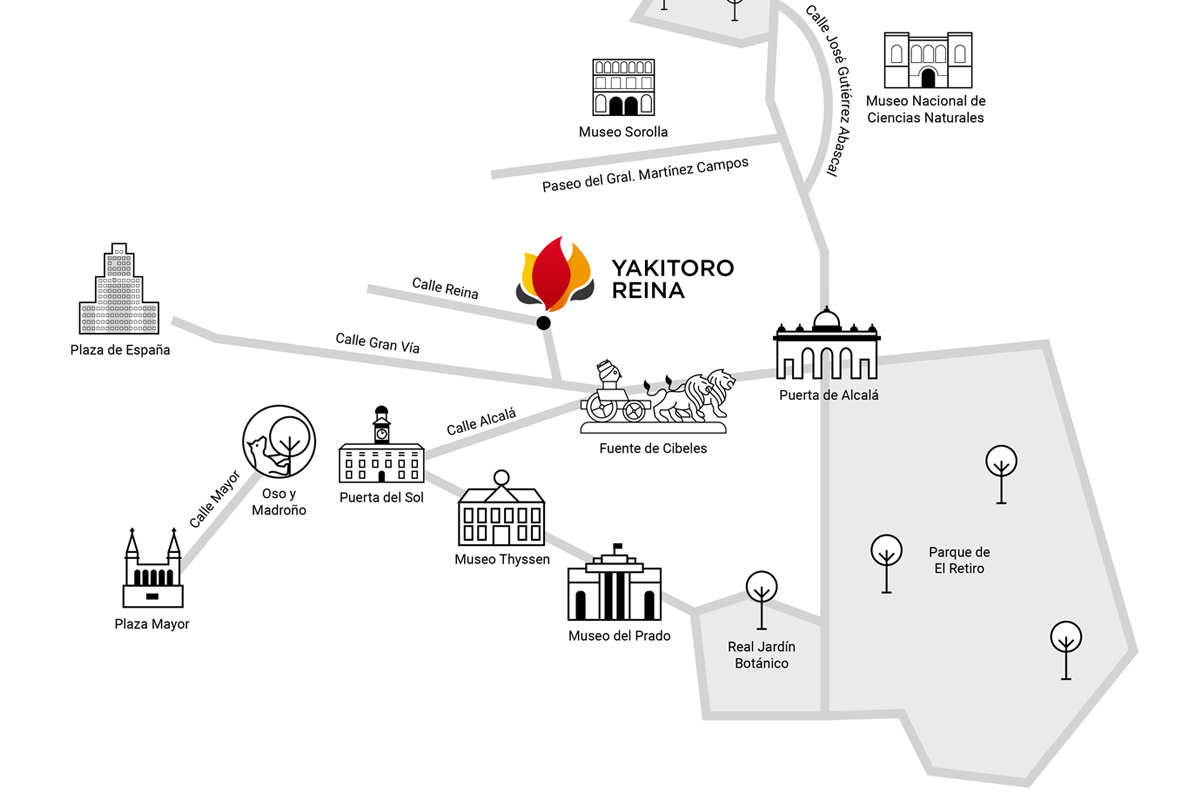 Mapa de localización de los restaurantes Yakitoro en Madrid